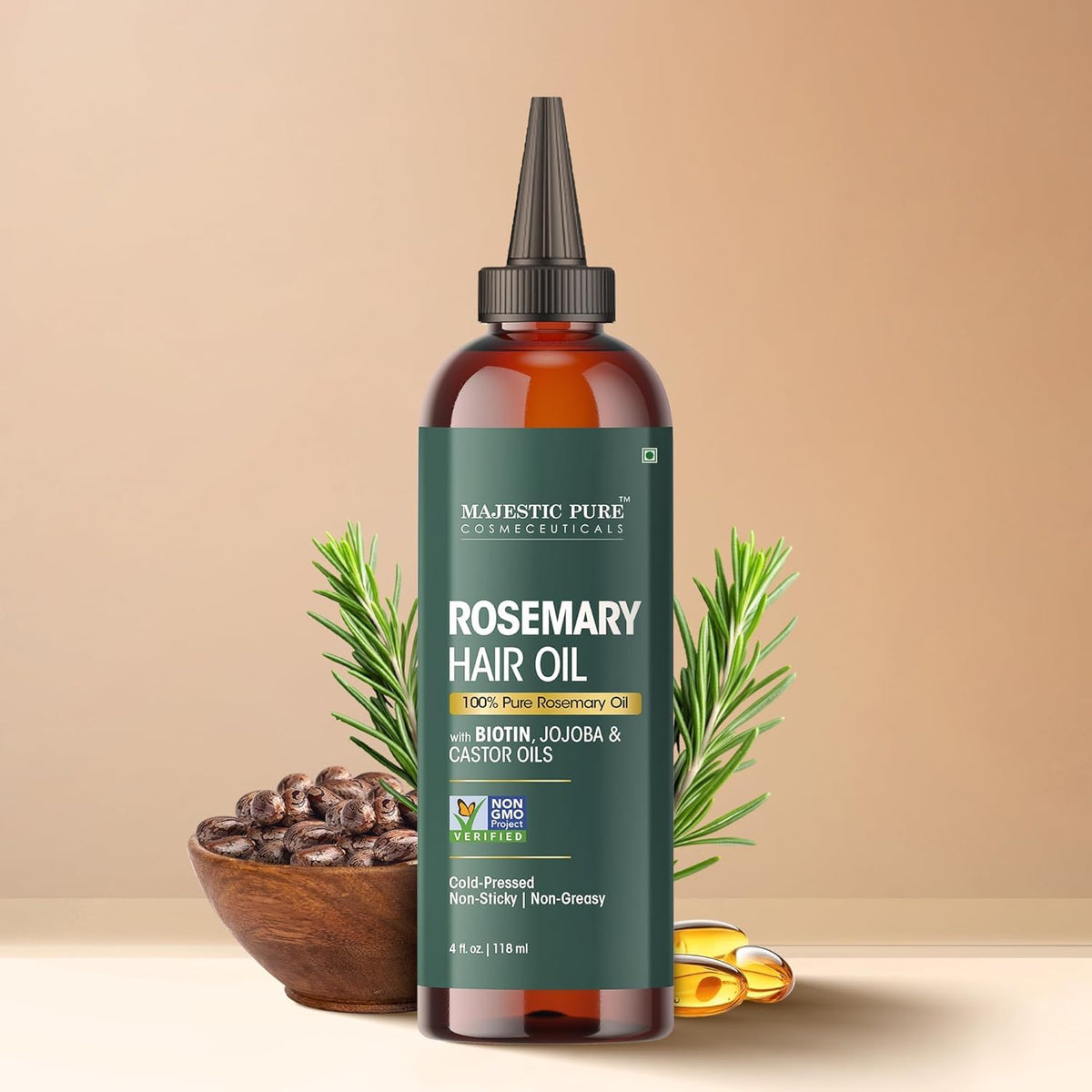 Majestic Pure oil texture pouring to show lightweight, nourishing consistency