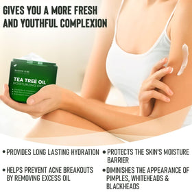 Majestic Pure tea tree oil drop with leaf, highlighting natural ingredient benefits