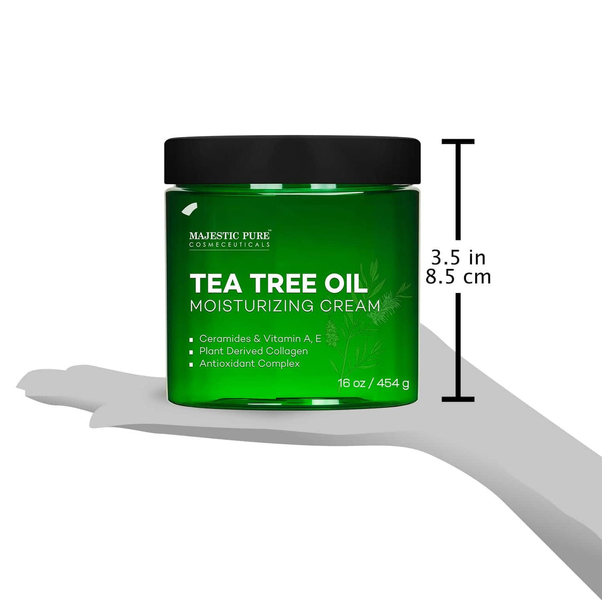 Majestic Pure 16 oz jar next to common objects for accurate size and scale