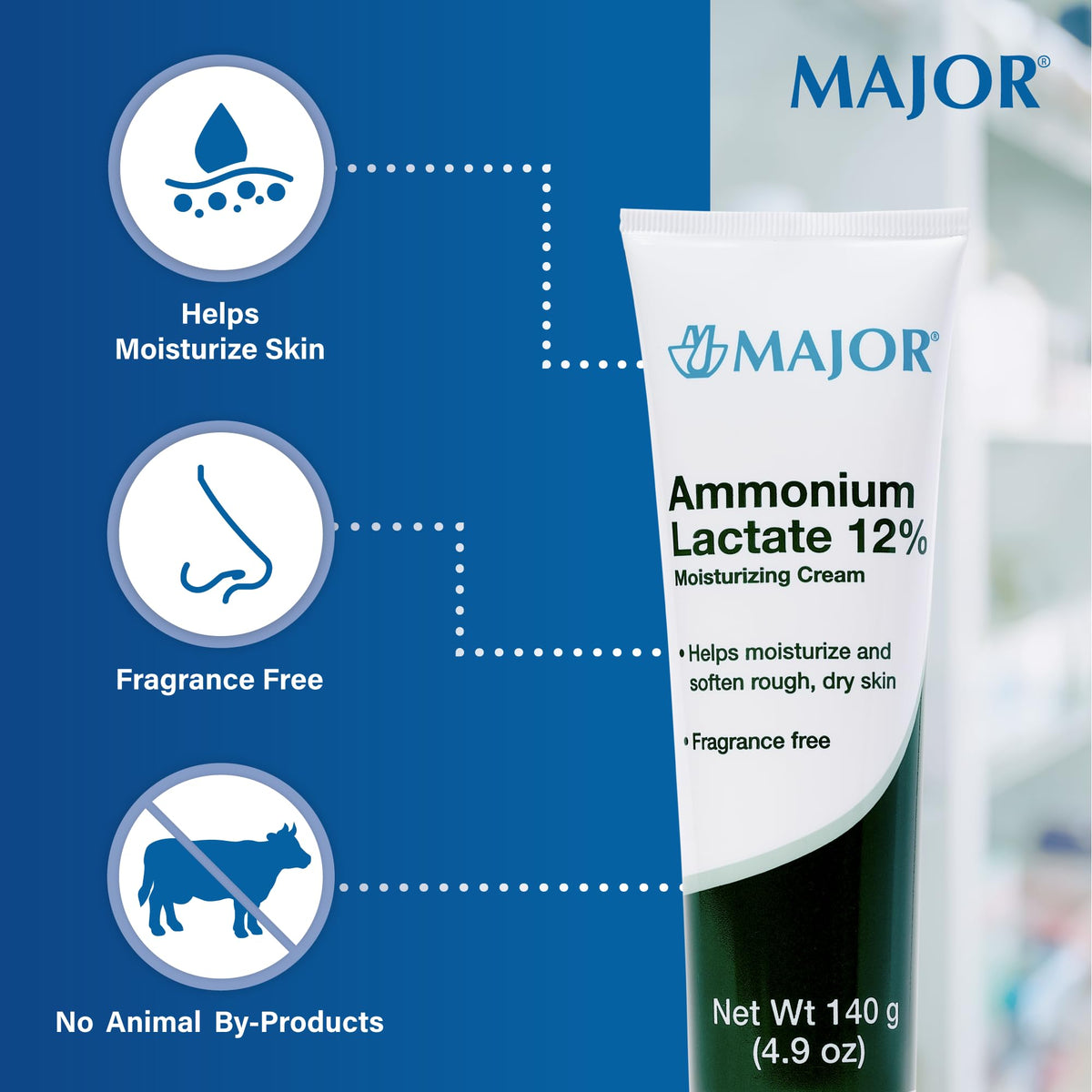 MAJOR cream applied to elbow showing target use and immediate smoothing benefit