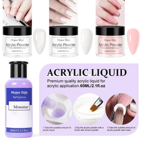 Major Dijit acrylic brush and nail forms close-up for controlled sculpting