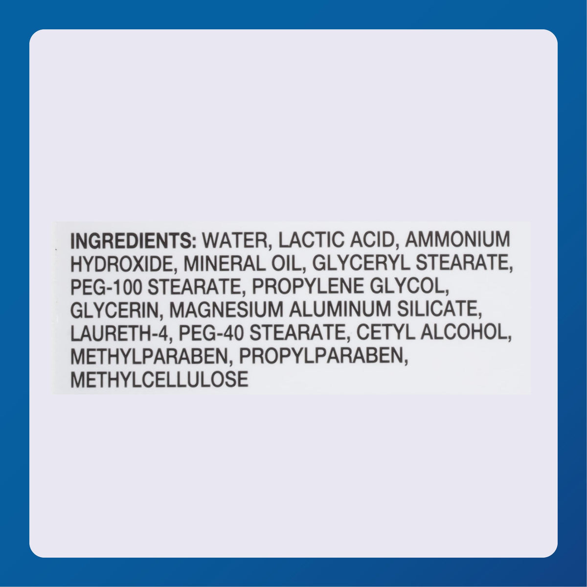 MAJOR label ingredient callout for lactic acid showing gentle exfoliation benefit