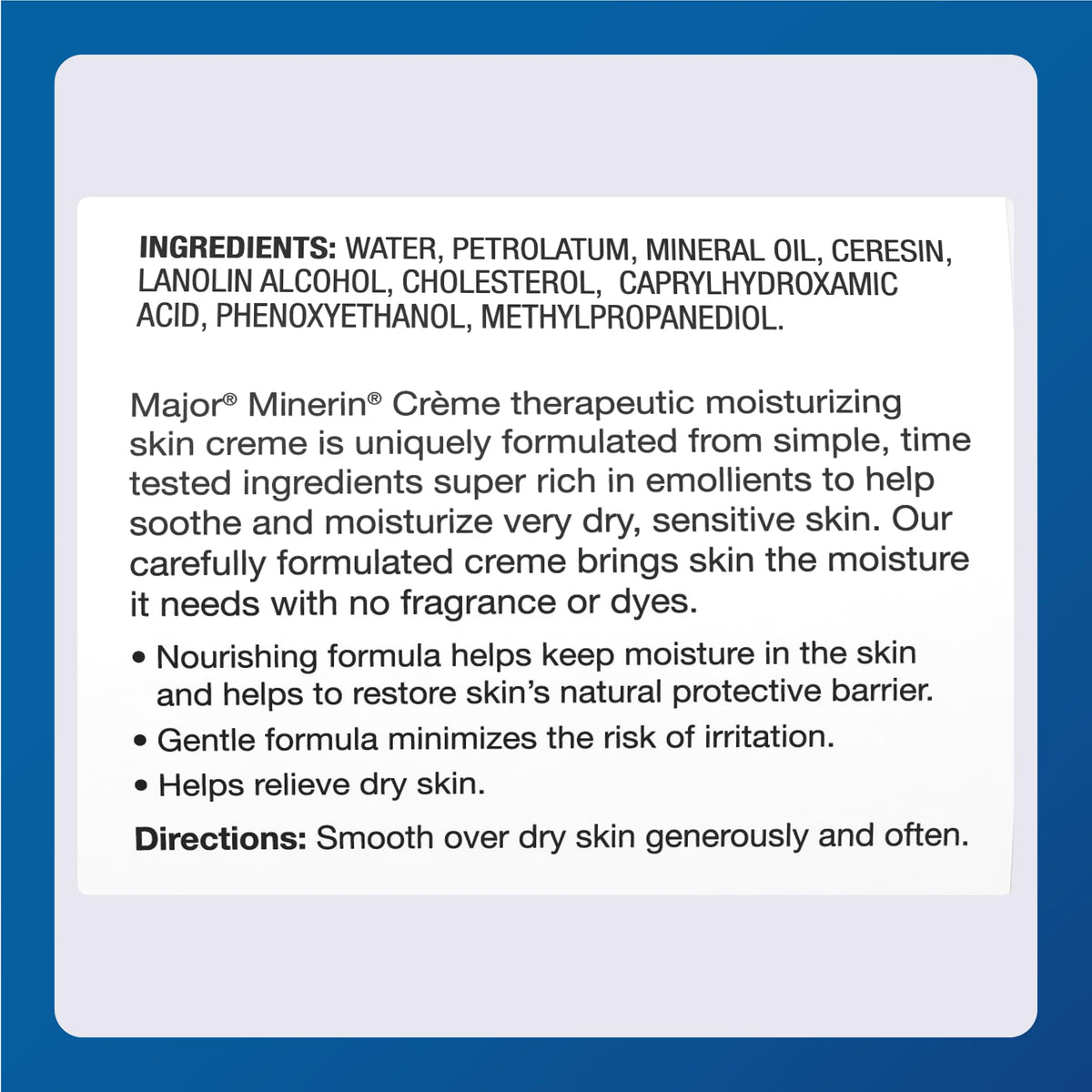 MAJOR label close-up highlighting formula details and gentle benefit