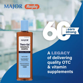 MAJOR Thera-Gel ingredient label closeup showing coal tar strength clarity