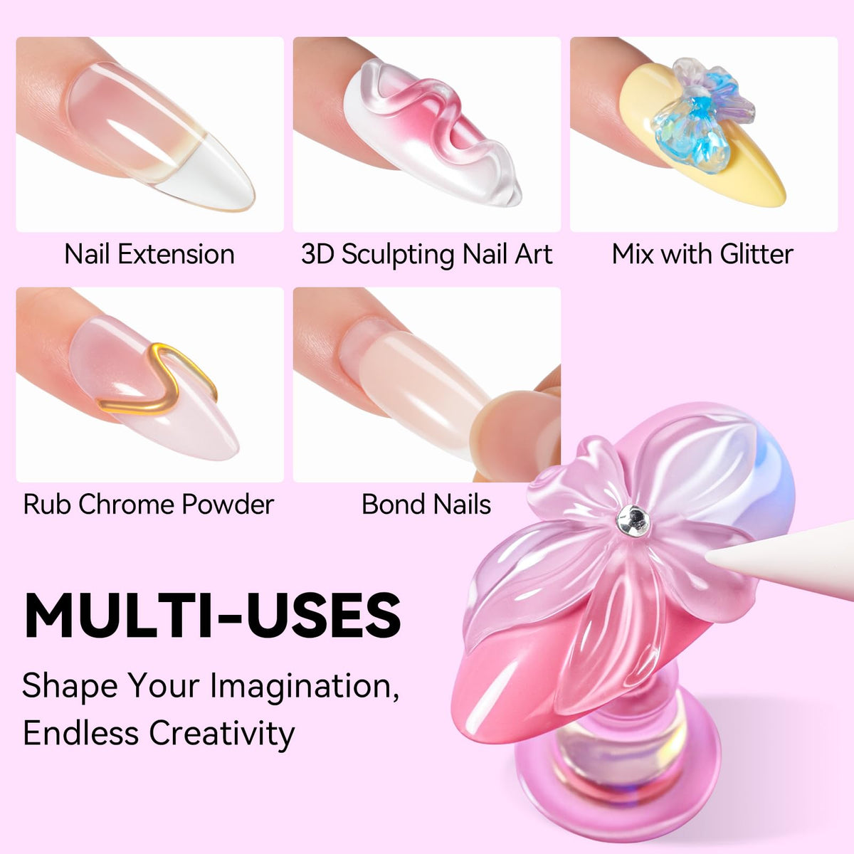 Makartt gel in use sculpting 3D nail art demonstrating control and detail