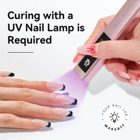 Makartt applying gel liner under UV lamp for quick curing benefit