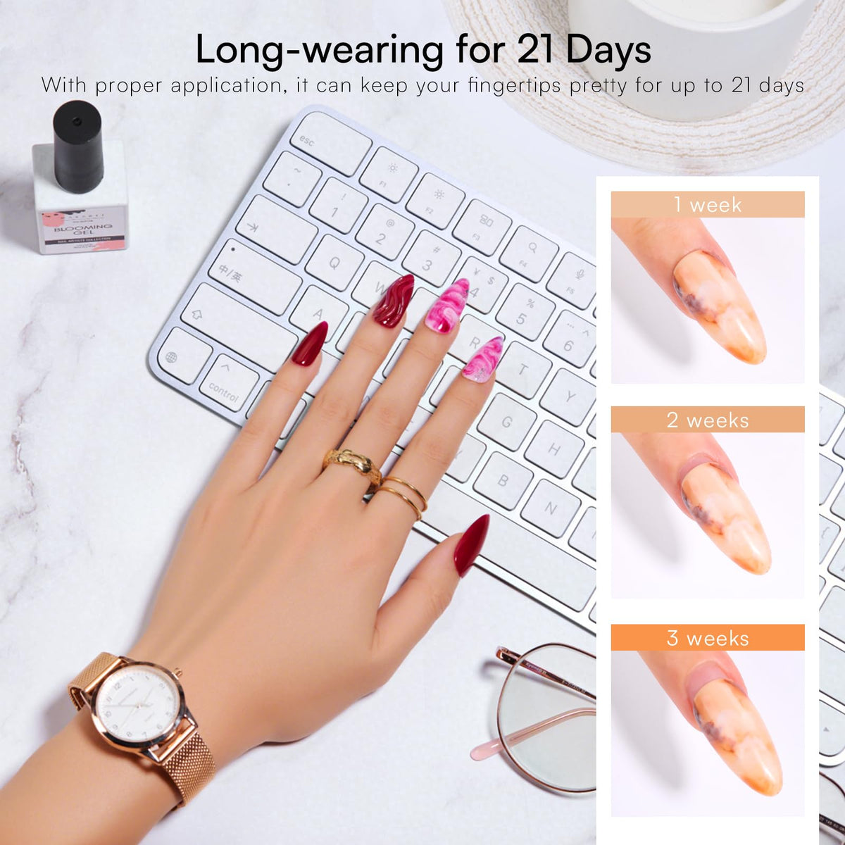 Makartt blooming gel application setup with tools for precise design