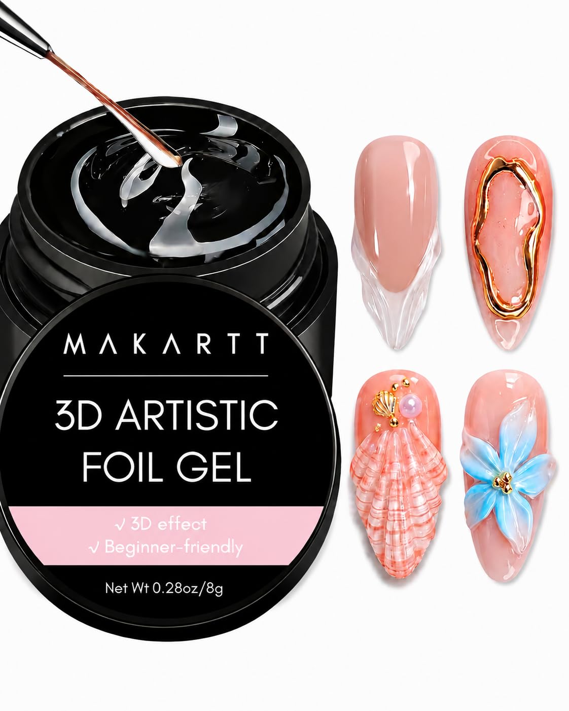 Makartt bottle front view showing label and 8ml size for precise foil work