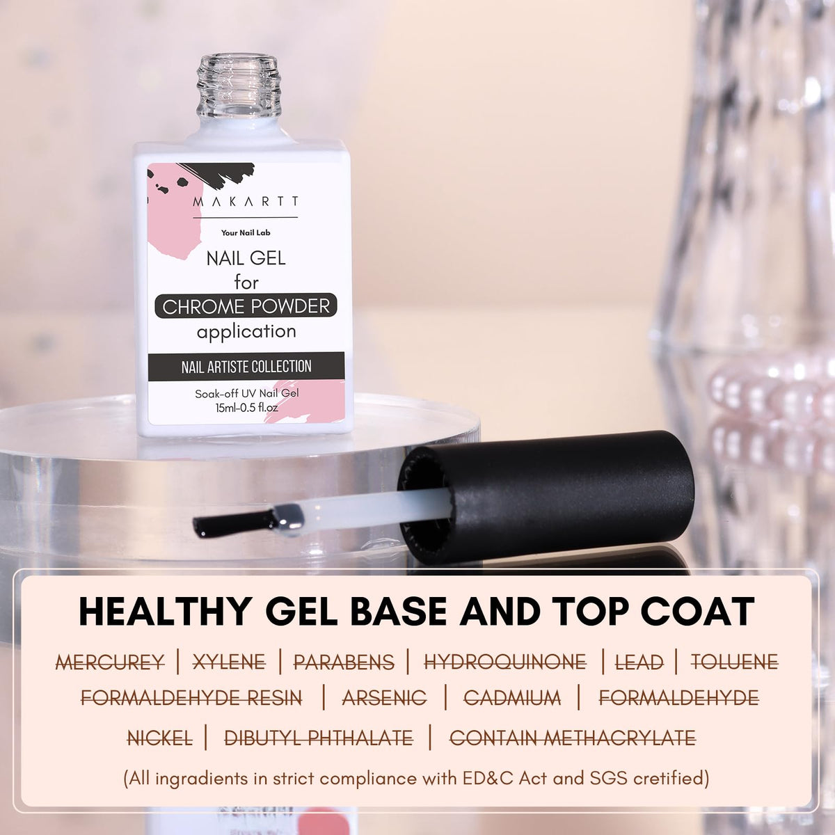 Makartt bottle next to ruler illustrating 15ml size and portability
