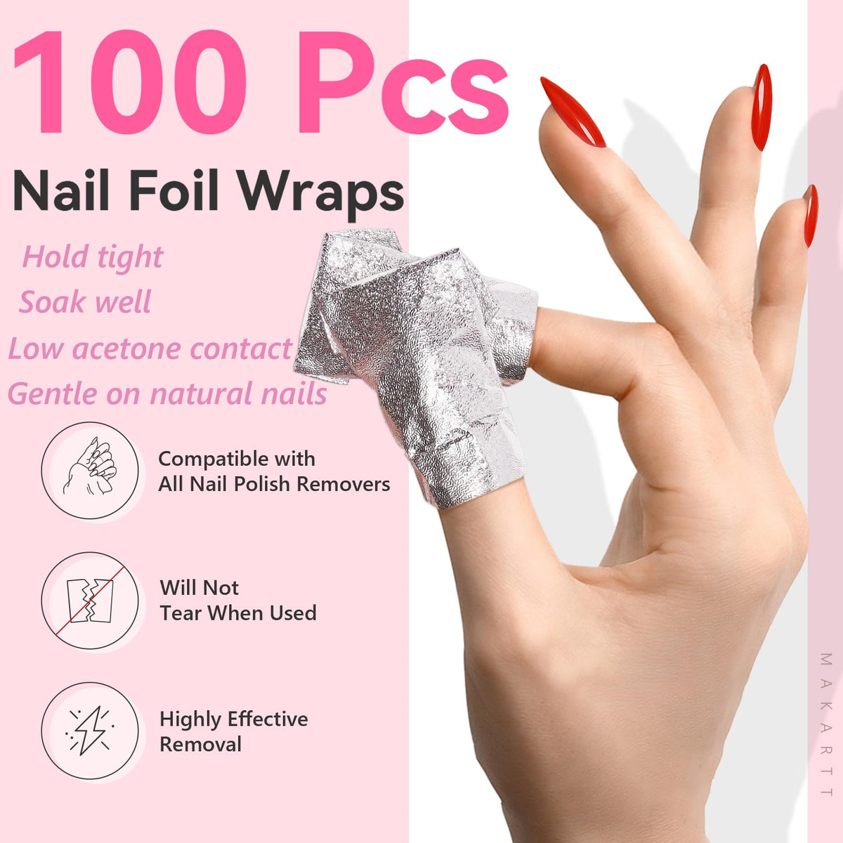 Makartt embossed foil close-up showing textured material for better nail fit
