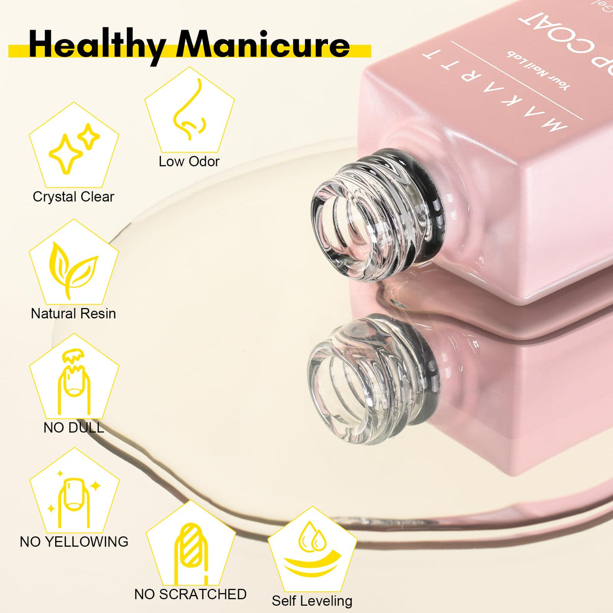 Makartt cured nail displaying mirror-like gloss that resists stains
