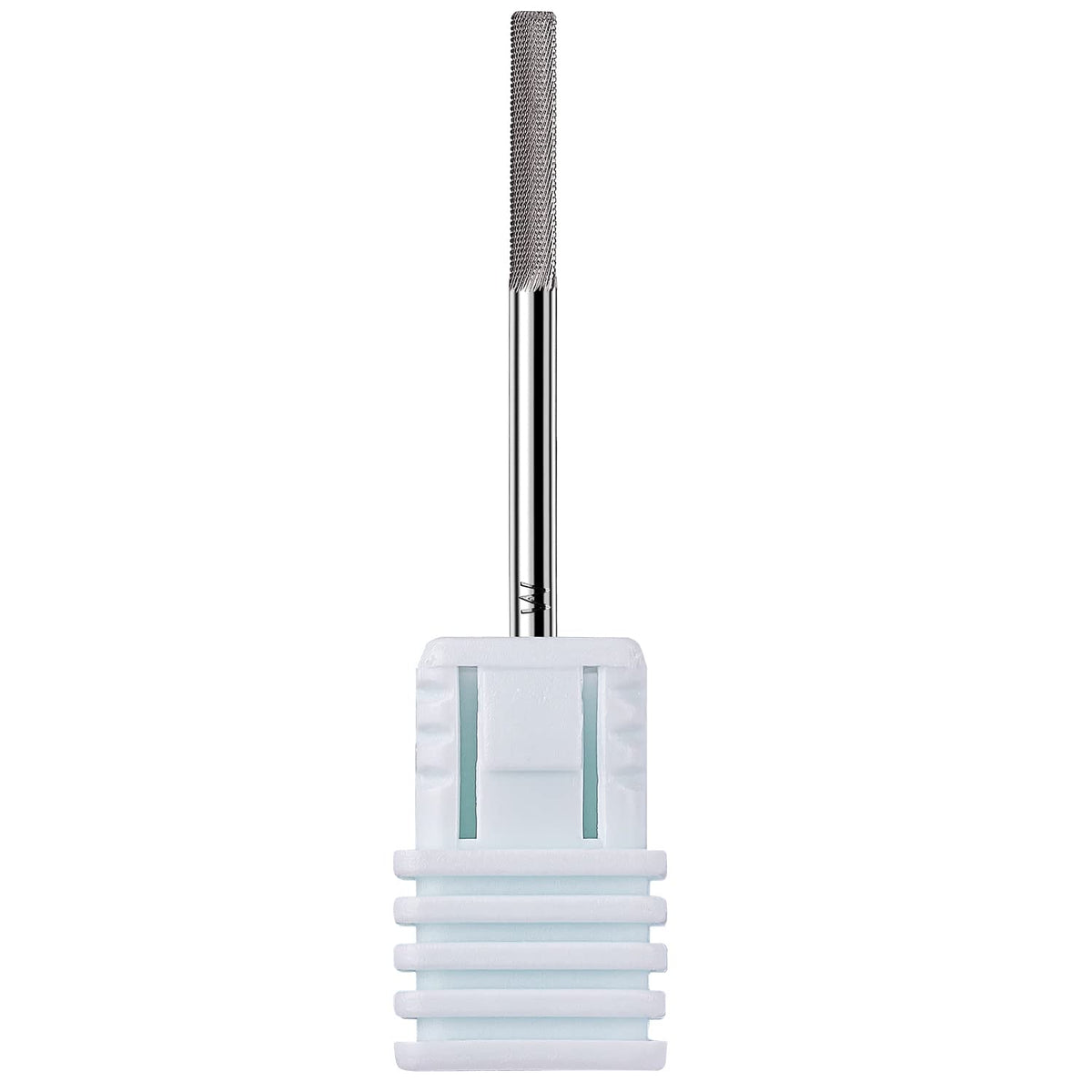 Makartt cuticle drill bit front view showing precise needle tip and clean profile