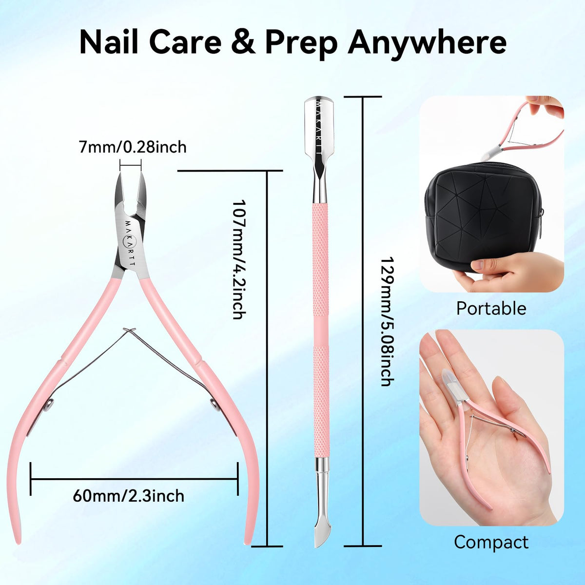 Makartt tools beside ruler for scale to show compact size and travel-friendly portability
