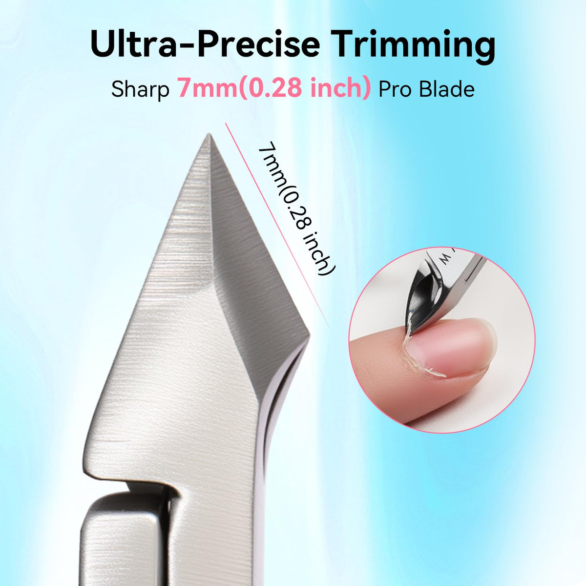 Makartt close-up of 7mm stainless steel blade showing precise aligned cutters for accurate trims