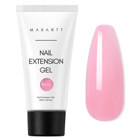 Makartt jar front view showing daisy pink builder gel and easy application benefit