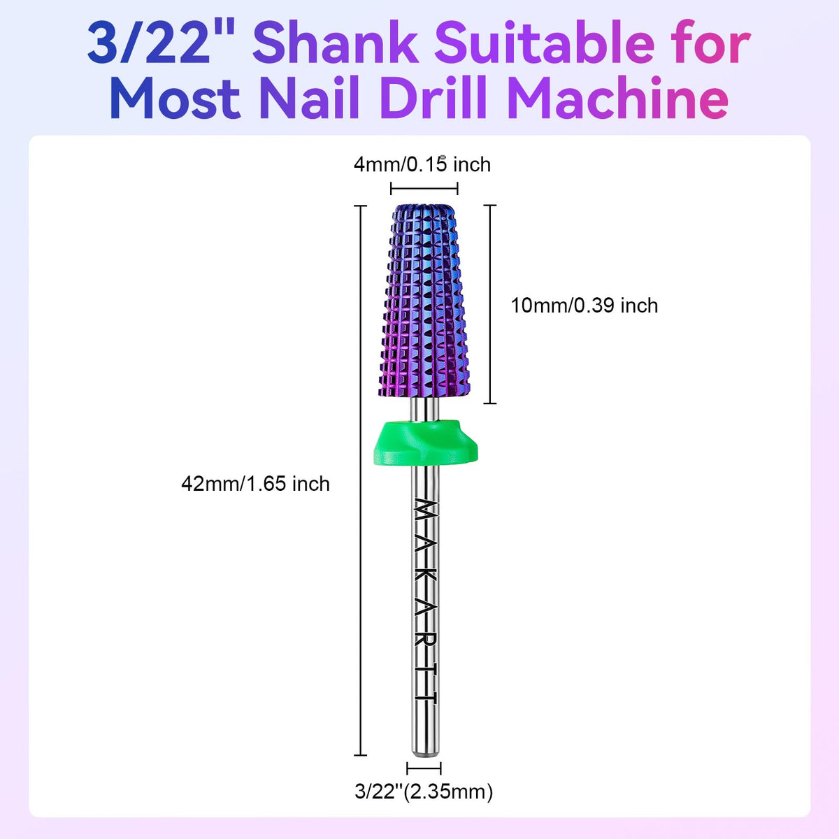 Makartt purple finish detail on bit illustrating corrosion resistance and smooth rotation
