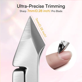 Makartt dual‑end stainless steel pusher and scraper close up for gentle cuticle control