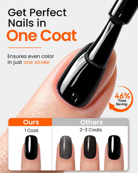 Makartt fan-shaped brush spreading pigment evenly for smoother one-coat application benefit
