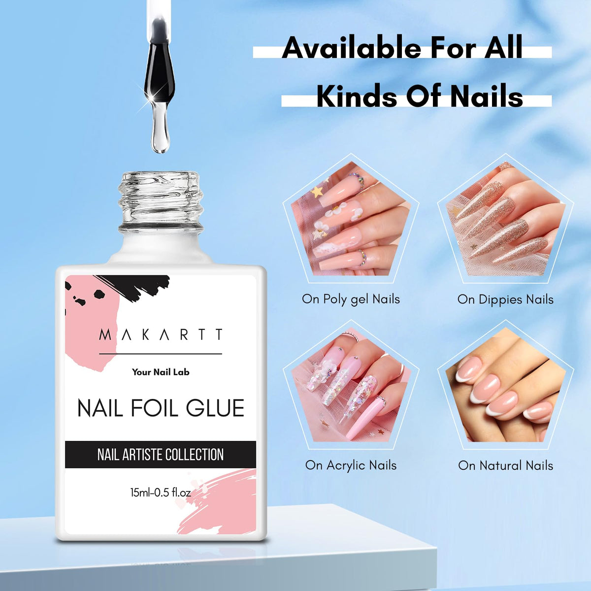 Makartt gel being brushed onto nail demonstrating easy salon application