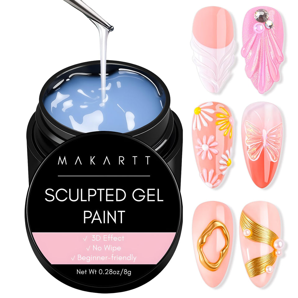 Makartt clear 3D gel bottle front view showing sleek packaging and product branding for precision art