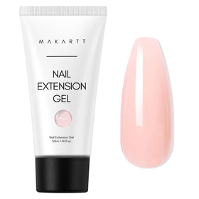 Makartt jar front view showing light nude pink gel and clear branding benefit durable color