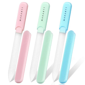 Makartt three-piece front packaging showing pastel glass files and case for neat storage