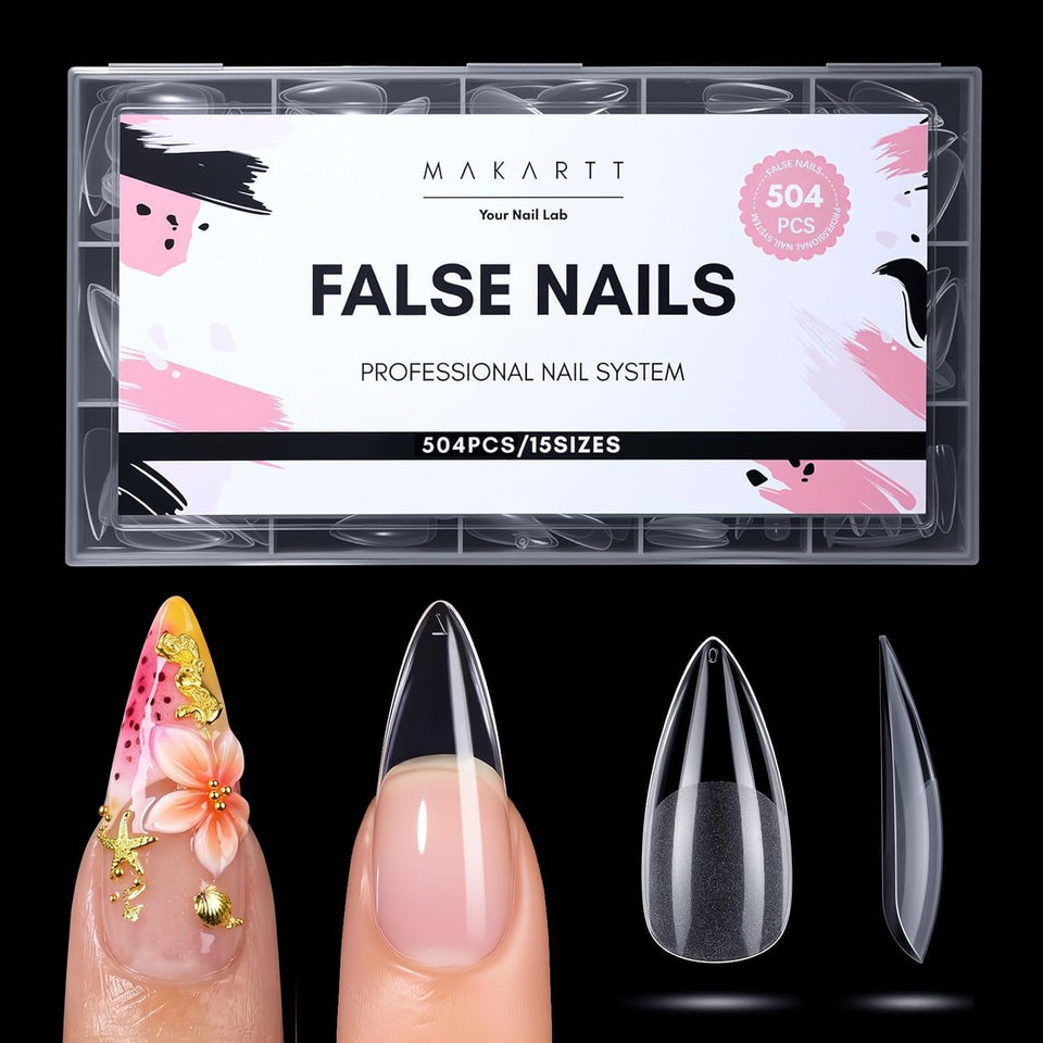 Makartt front packaging showing clear almonetto tips, quick supply for creators