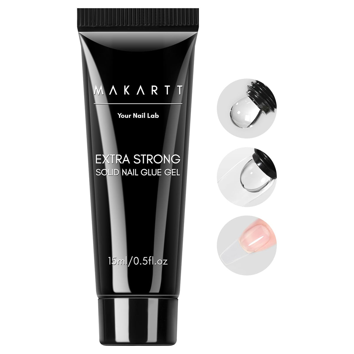 Makartt clear 15ML tube front view showing compact travel-friendly packaging and control