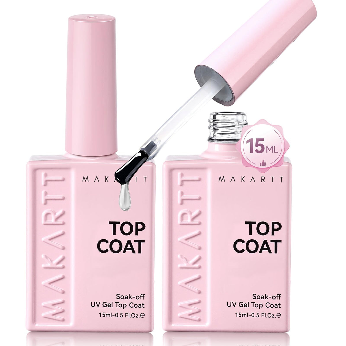 Makartt front packaging showing two 15ml bottles and glossy finish benefit