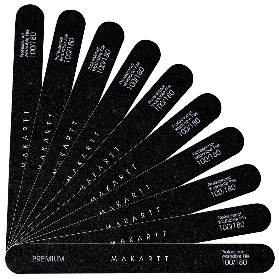 Makartt front packaging showing 10 black emery boards for professional convenience