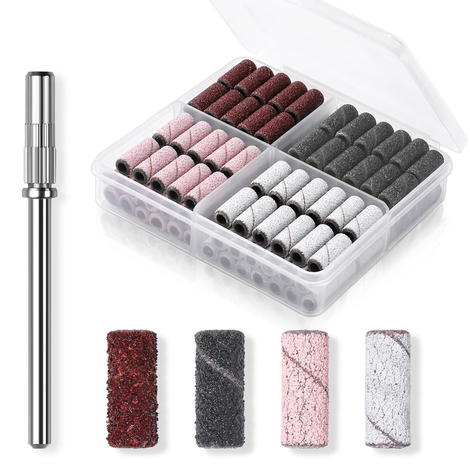 Makartt front packaging showing 100 sanding bands and mandrel for organized storage