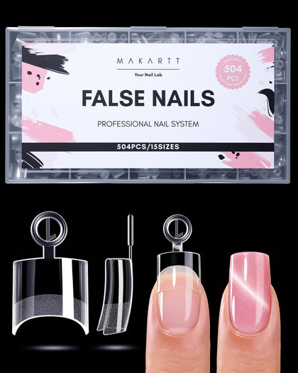 Makartt packaging showing 504 short square nail tips and benefits