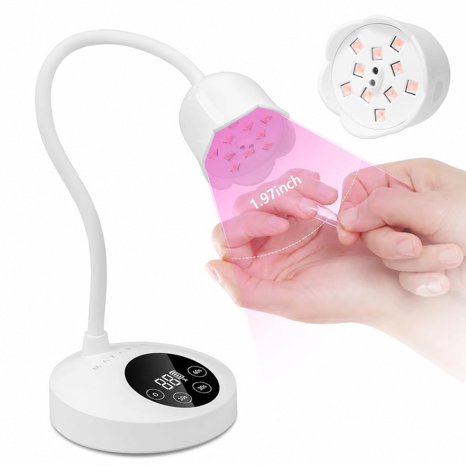 Makartt front view of compact lamp showing sleek design and portability