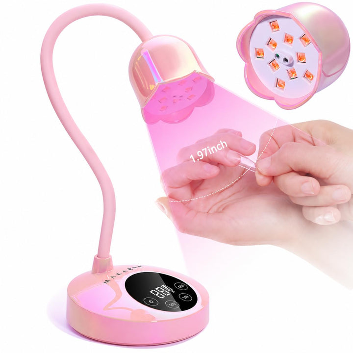 Makartt front view of compact cordless lamp showing sleek cure surface and portability
