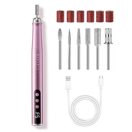 Makartt front view of pink pen drill showing compact design and cordless benefit