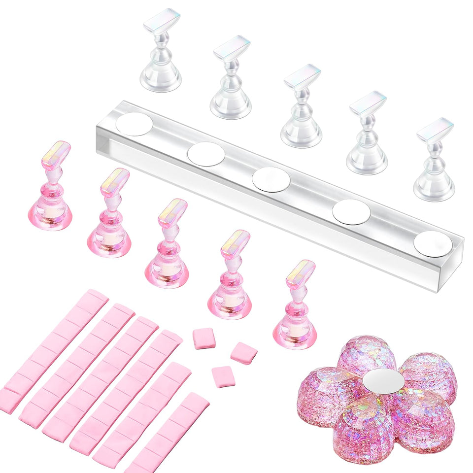Makartt front view of nail stand showing organized press-on tips and stability