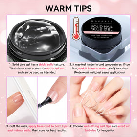Makartt applying gel to press-on nail showing precise placement benefit