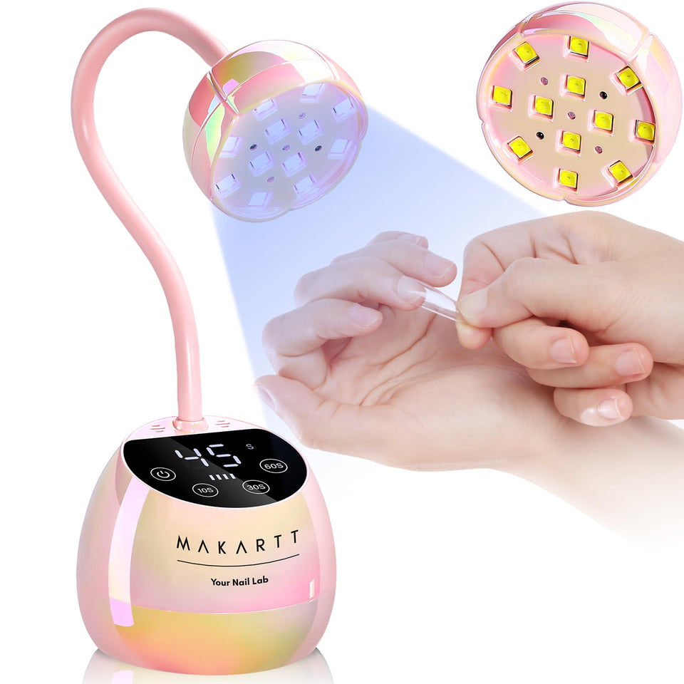 Makartt lamp front view showing glossy glazed pink finish and compact form, stylish gift ready