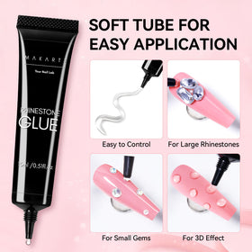 Makartt glue texture comparing 15ml thick gel and 8ml fluid gel for versatile use