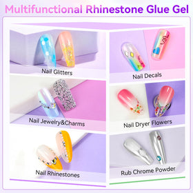 Makartt glue in use securing rhinestones on nail for long-lasting hold