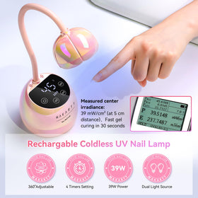 Makartt gooseneck angled to target thumb and pinky nails, flexible positioning for precision