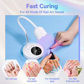 Makartt hand under lamp curing nails demonstrating hands-free auto sensor
