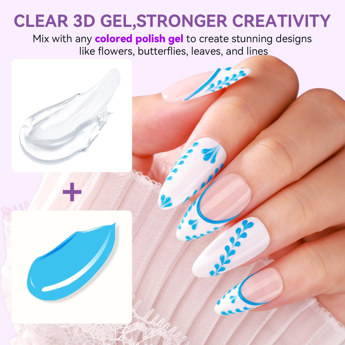 Hand using a fine brush with Makartt gel drawing a long 3D line for nail art detailing benefit