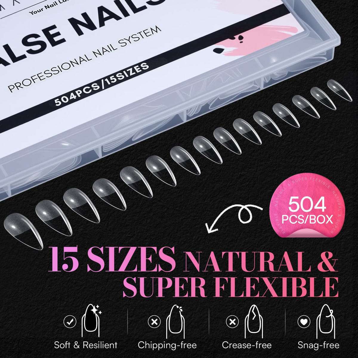 Makartt press-on nails applied on hand, fast stylish manicure result