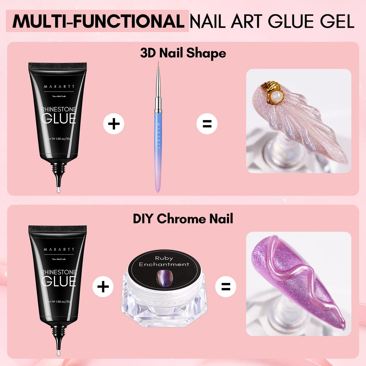 Makartt large gem adhered to nail demonstrating strong hold for heavy decorations