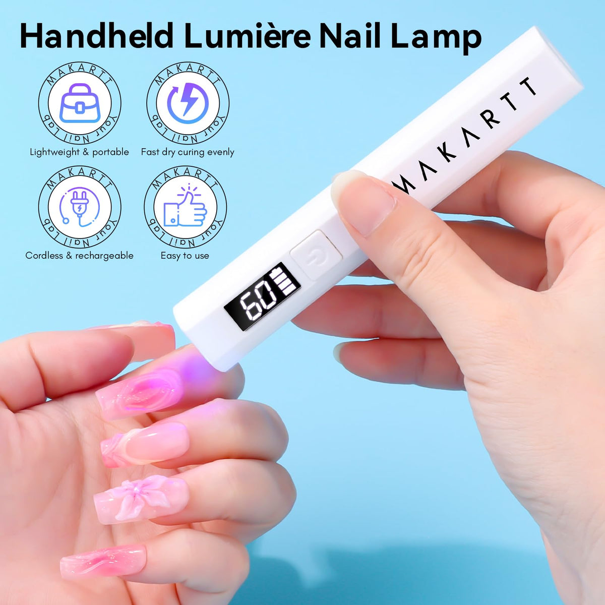 Makartt close-up LCD display and single button for simple operation