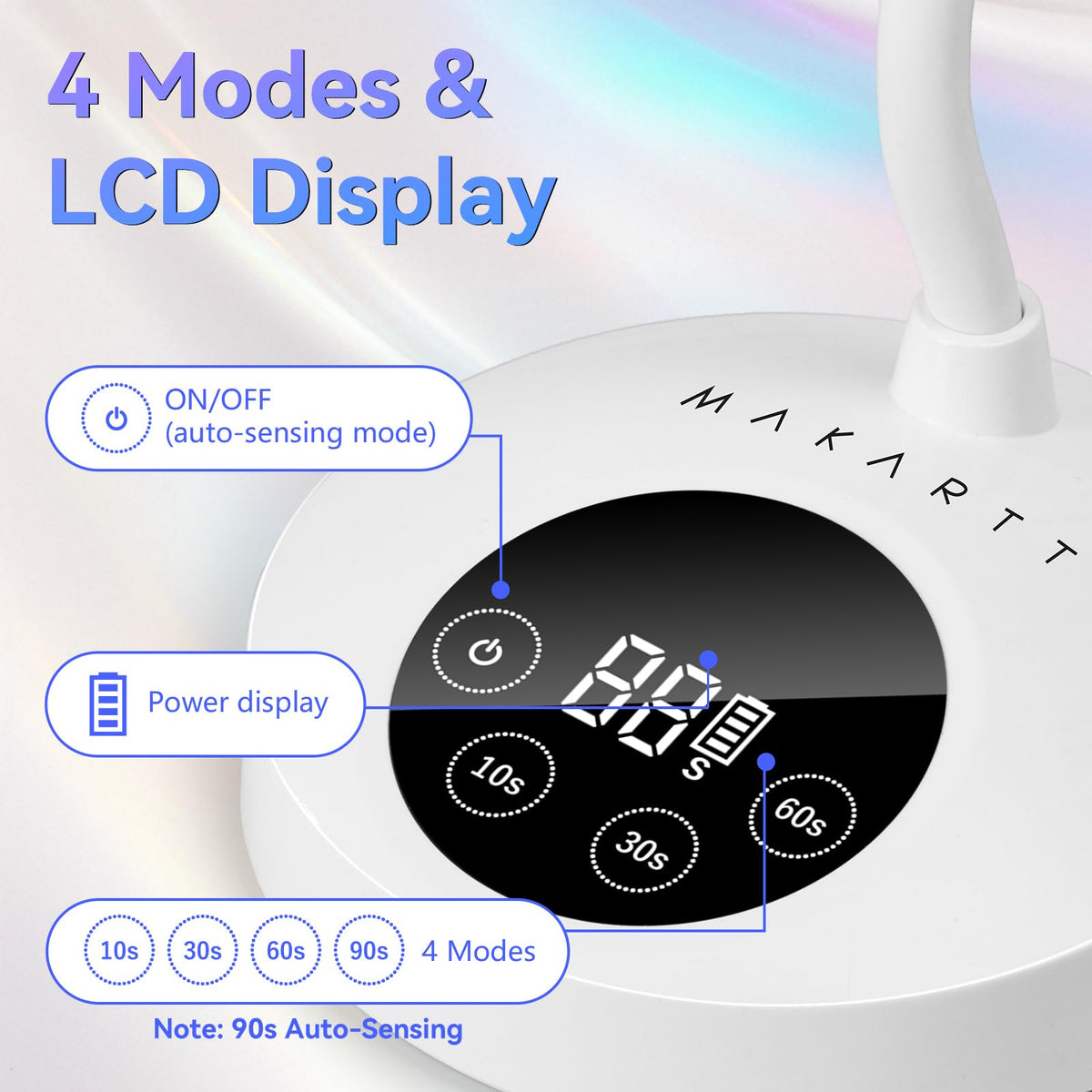 Makartt LCD display and timer buttons for easy control and battery info