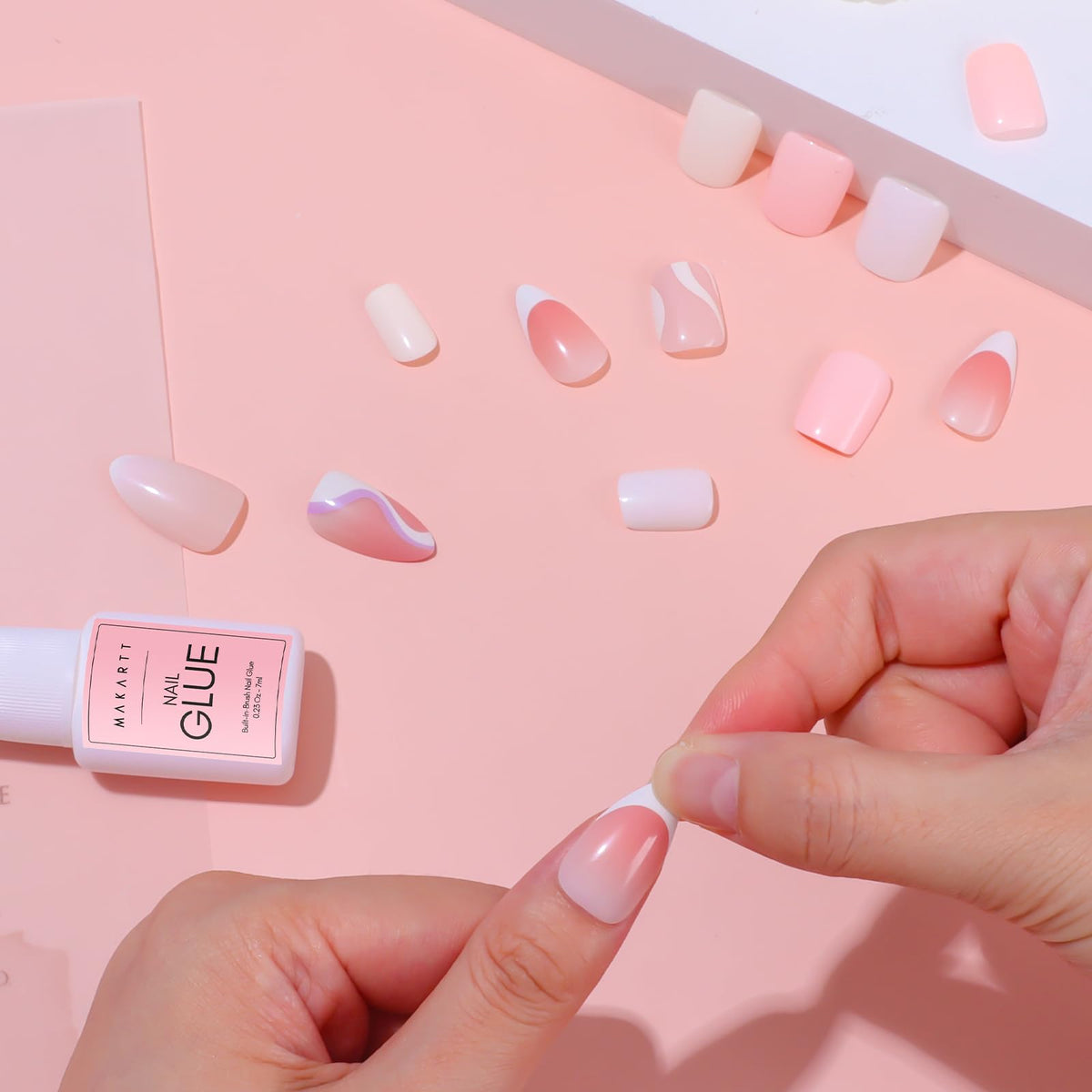 Makartt manicure scene with press-ons applied highlighting salon-quality results