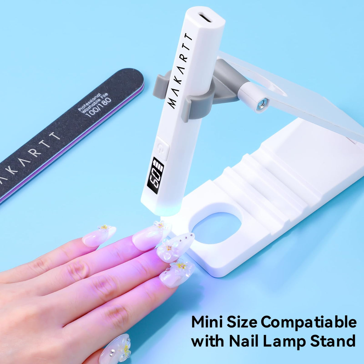 Makartt lamp used at a nail party showing portable salon-quality results
