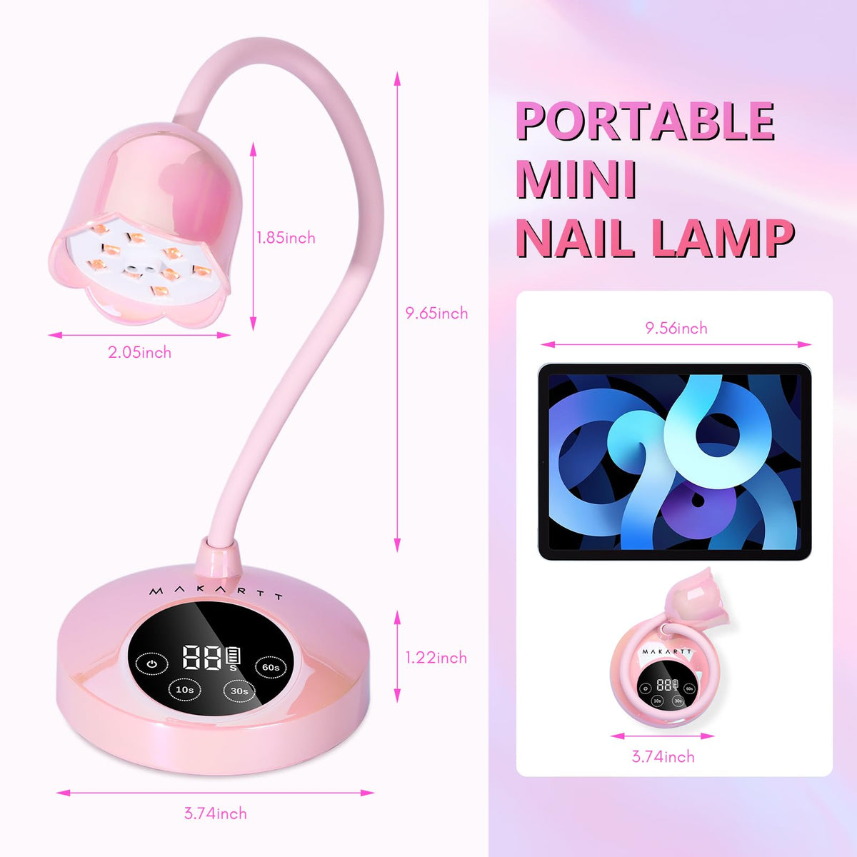Makartt lifestyle scene of lamp used at hotel table for travel-friendly manicures